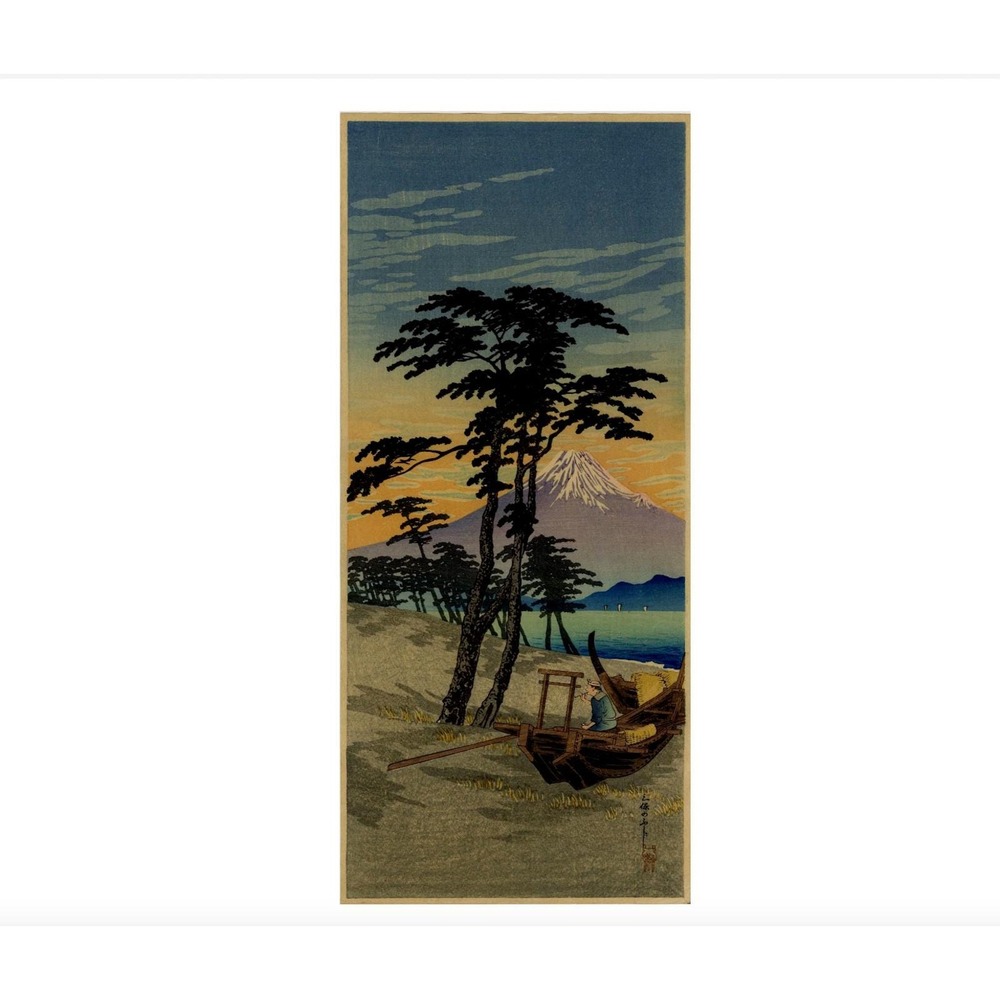 Japanese Woodblock Print by Shotei Takahashi Mt Fuji from Miho Published 1932